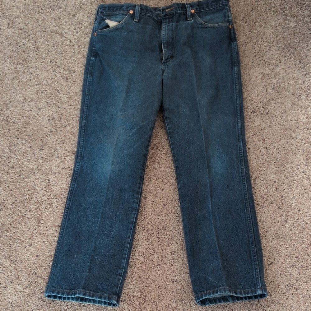 Wrangler Men's Dark Blue Straight Jeans 38 X 30